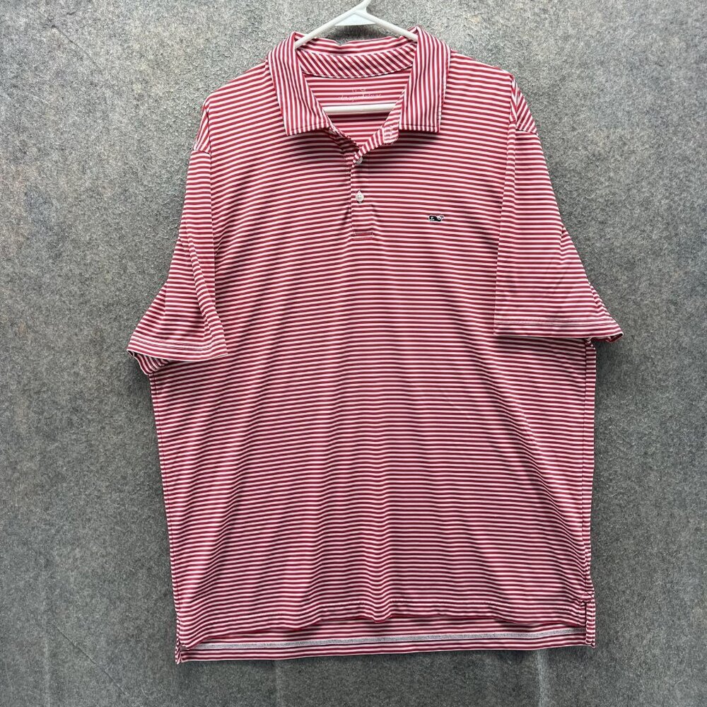 Vineyard Vines Red & White Striped Short-Sleeve Polo